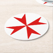 Kruis van Malta (rood) Ronde Kartonnen Onderzetter (Gebogen)
