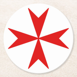 Kruis van Malta (rood) Ronde Kartonnen Onderzetter