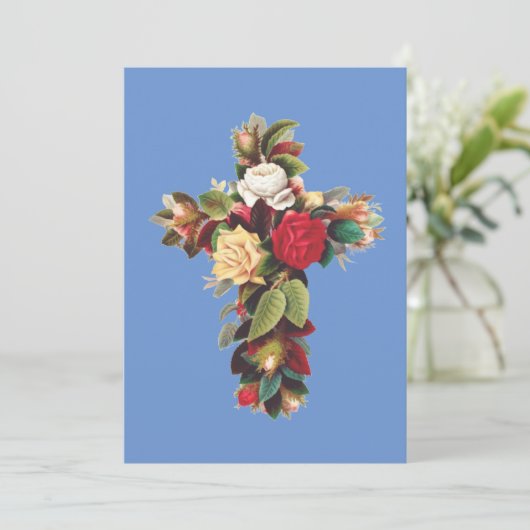 Kruis van Rozen Feestdagenkaart (Staand voorkant)