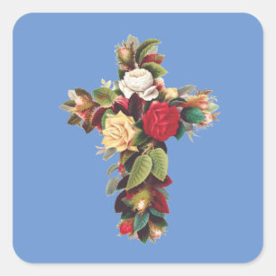 Kruis van Rozen Het Rosicruciaanse Rozenkruis Symb Vierkante Sticker