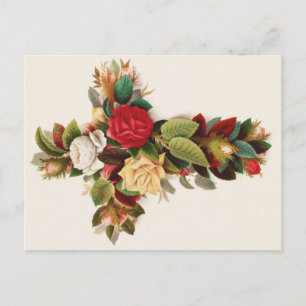 Kruis van rozen, illustratie uit het Victoriaans t Briefkaart