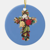 Kruis van Rozen Keramisch Ornament (Voorkant)