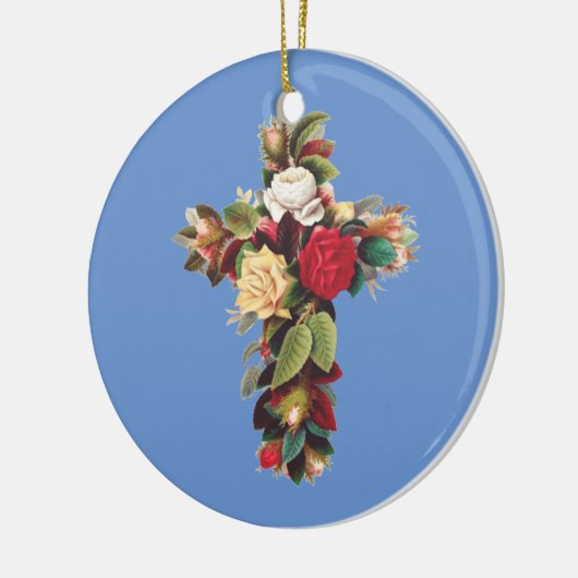 Kruis van Rozen Keramisch Ornament (Links)