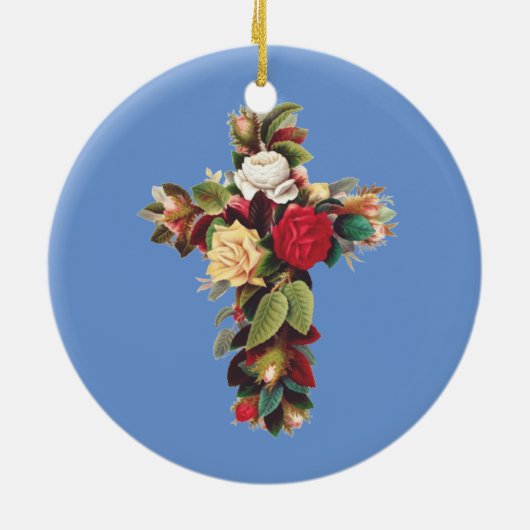 Kruis van Rozen Keramisch Ornament (Achterkant)