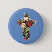 Kruis van Rozen Ronde Button 5,7 Cm (Voorkant)