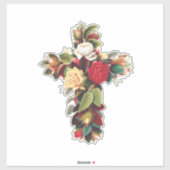 Kruis van Rozen Sticker (Vel)