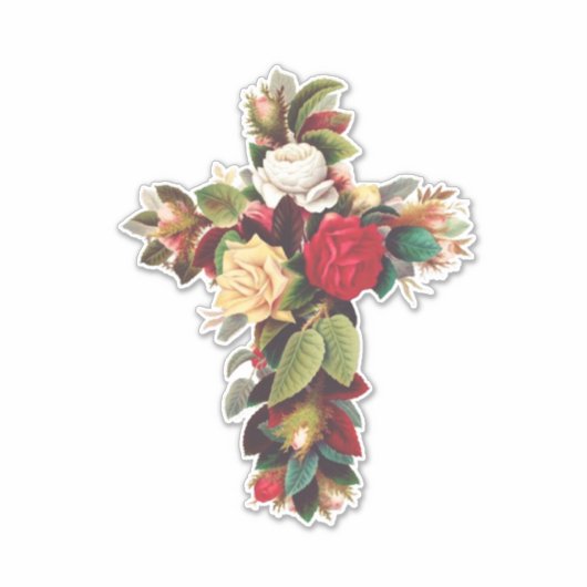 Kruis van Rozen Sticker (Voorkant)