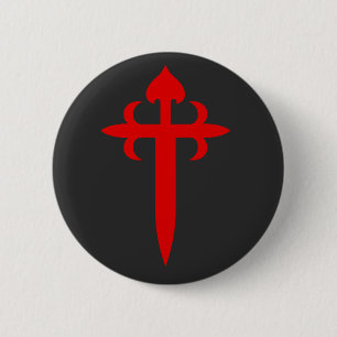 Kruis van Sint-Jacobus Het Rode Zwaardvormige Embl Ronde Button 5,7 Cm