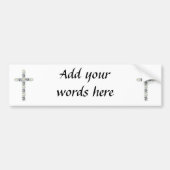 Kruis van zilver en witte rozen bumpersticker (Voorkant)