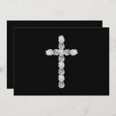 Kruis van zilver en witte rozen kaart (Voorkant / Achterkant)