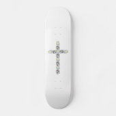 Kruis van zilver en witte rozen skateboard (Voorkant)