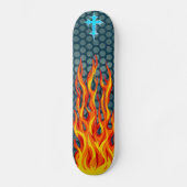 Kruis Vlammen Persoonlijk Skateboard (Voorkant)