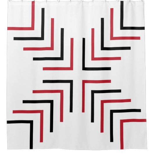 Kruis X - rood en zwart Douchegordijn (Voorkant)