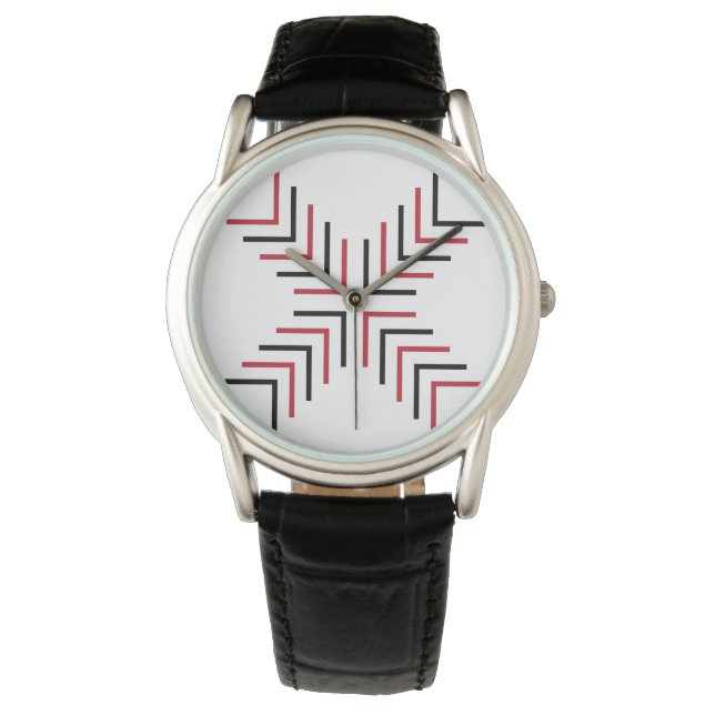 Kruis X (rood en zwart) Horloge (Voorkant)