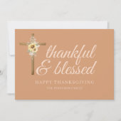 Kruis Zonnebloemen Dankbaar Gezegende Thanksgiving Feestdagenkaart (Voorkant)