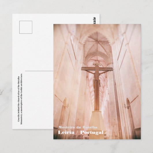 Kruisbeeld achter het altaar van het Batalha kloos Briefkaart (Voorkant / Achterkant)