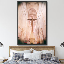Kruisbeeld achter het altaar van het Batalha-kloos Poster