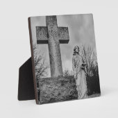Kruisbeeld en engel in zwart en wit fotoplaat (Voorkant)