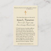 Kruisbeeld Katholieke Begrafenisdienst Heilige Kaa Visitekaartje (Achterkant)