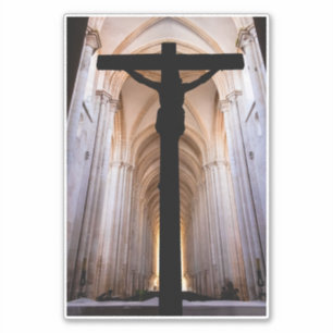 Kruisbeeld met Jezus Christus. Gotische Abdij van  Sticker