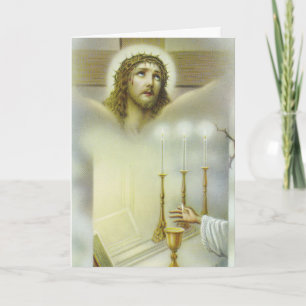 Kruisbeeld Misofferkelk Kaarsen Priester Feestdagen Kaart