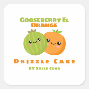 Kruisbessen en oranje drizzaninekaart vierkante sticker