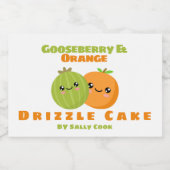 Kruisbessen en oranje drizzaninekaart voedselcontainer etiket (Enkel label)