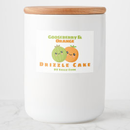 Kruisbessen en oranje drizzaninekaart voedselcontainer etiket