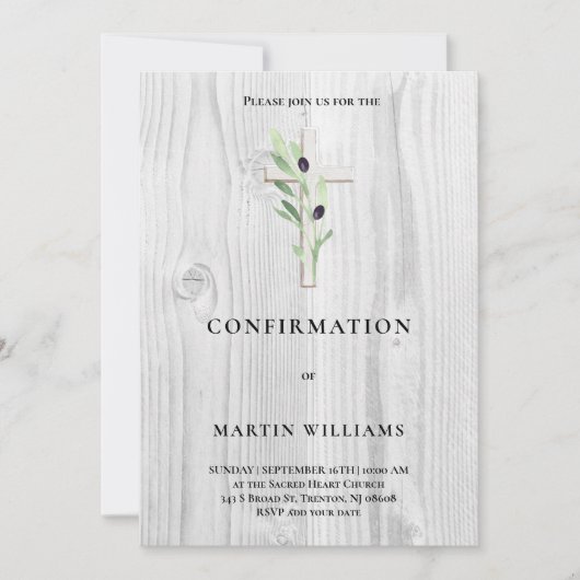 Kruisbevestiging van olijftakhout kaart (Voorkant)