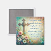  kruisbijbelvers Bloemen Pasen Magneet (Voorkant / Achterkant)