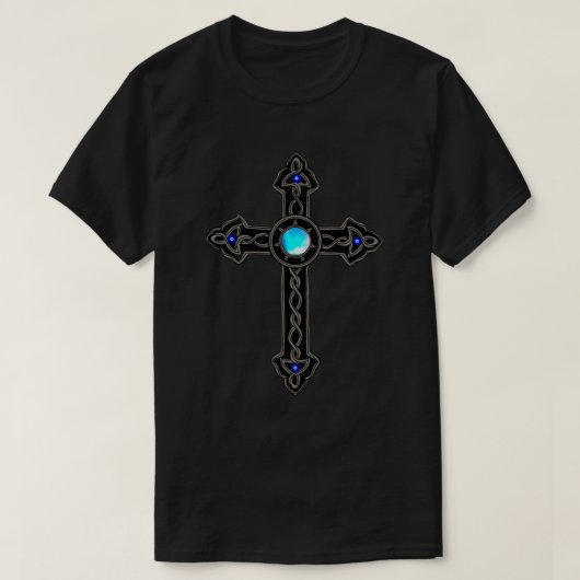 Kruisblauwe steen Evil Eyes T-shirt (Design voorkant)