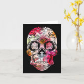 Kruisbloem Suiker Schedel Dag van de Dode Kostuum  Kaart (Gele Bloem)