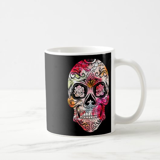 Kruisbloem Suiker Schedel Dag van de Dode Kostuum  Koffiemok (Rechts)