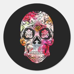 Kruisbloem Suiker Schedel Dag van de Dode Kostuum Ronde Sticker