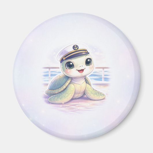 Kruisdeurmagneet - Kawaii Schildpad Scheepvaartont Magneet (Voorkant)