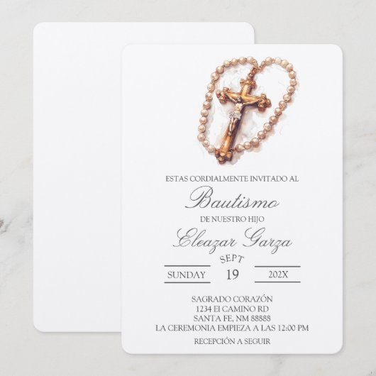 Kruisdoop in het Spaans Uitnodiging (Voorkant / Achterkant)