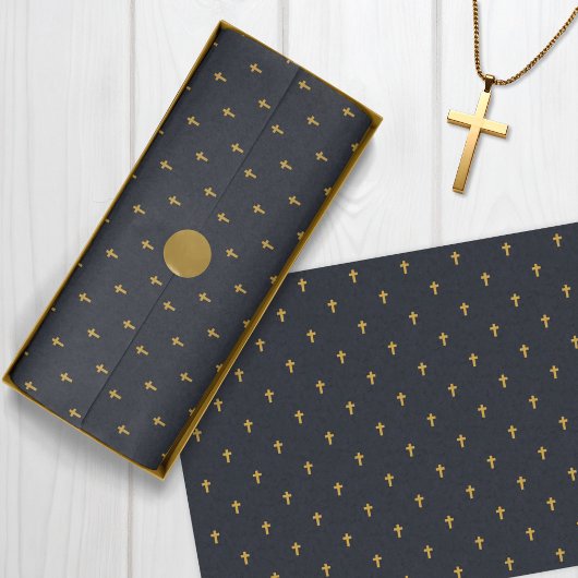 Kruisen - Faux Mustard Gold op Grafiet Tissuepapier