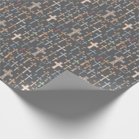 Kruisen - Grijs Cadeaupapier (Hoek)