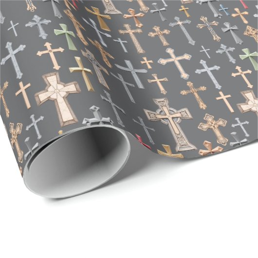 Kruisen - Grijs Cadeaupapier (Rol Hoek)
