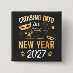 Kruisen in het nieuwe jaar 2027 vierkant vierkante button 5,1 cm
