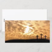 Kruisen op een heuvel Pasen "Hij is verrezen" Foto Feestdagenkaart (Voorkant / Achterkant)