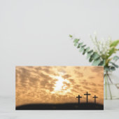 Kruisen op een heuvel Pasen "Hij is verrezen" Foto Feestdagenkaart (Staand voorkant)