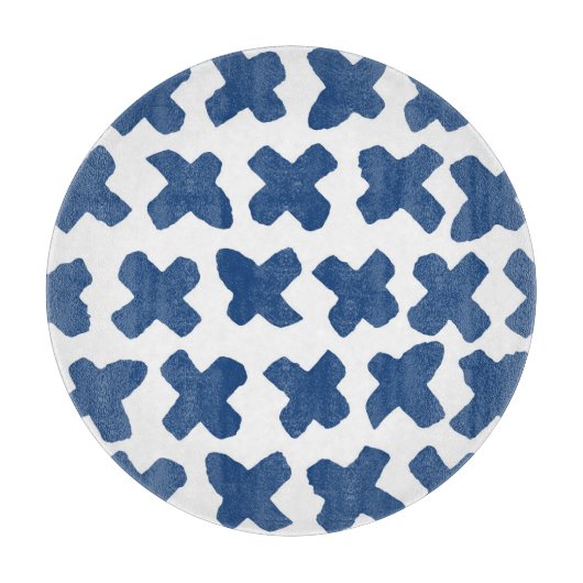 Kruisen Shibori: Indigo Batik patroon Snijplank (Voorkant)