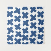 Kruisen Shibori: Indigo Batik patroon Wandkleed (Voorkant (horizontaal))