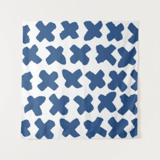 Kruisen Shibori: Indigo Batik patroon Wandkleed