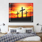 Kruisen, Zonsondergang Silhouetten Schilderen Canvas Afdruk (Insitu (Slaapkamer))