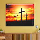Kruisen, Zonsondergang Silhouetten Schilderen Canvas Afdruk (Insitu (Woonkamer))