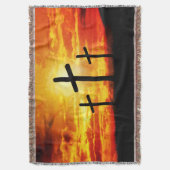 Kruisen, zonsondergang silhouetten schilderij-6713 deken (Voorkant Verticaal)