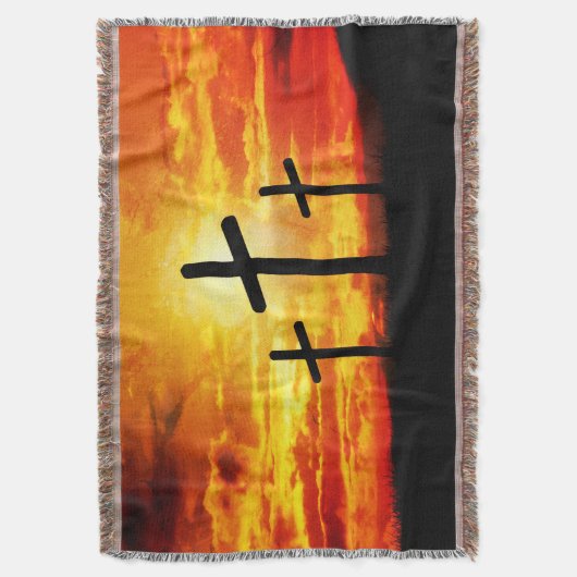 Kruisen, zonsondergang silhouetten schilderij-6713 deken (Voorkant Verticaal)