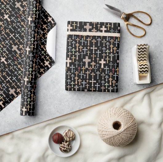 Kruisen - zwart cadeaupapier (Crafts)
